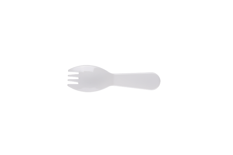 Spork de desert de unică folosință din plastic alb